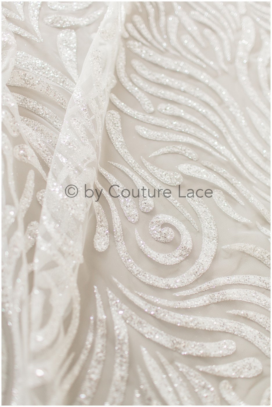Shiny glitter tulle fabric/ off-white diamond glitter mesh fabric/ bridal dress fabric with glitter/ shiny bridal lace fabric// R-022