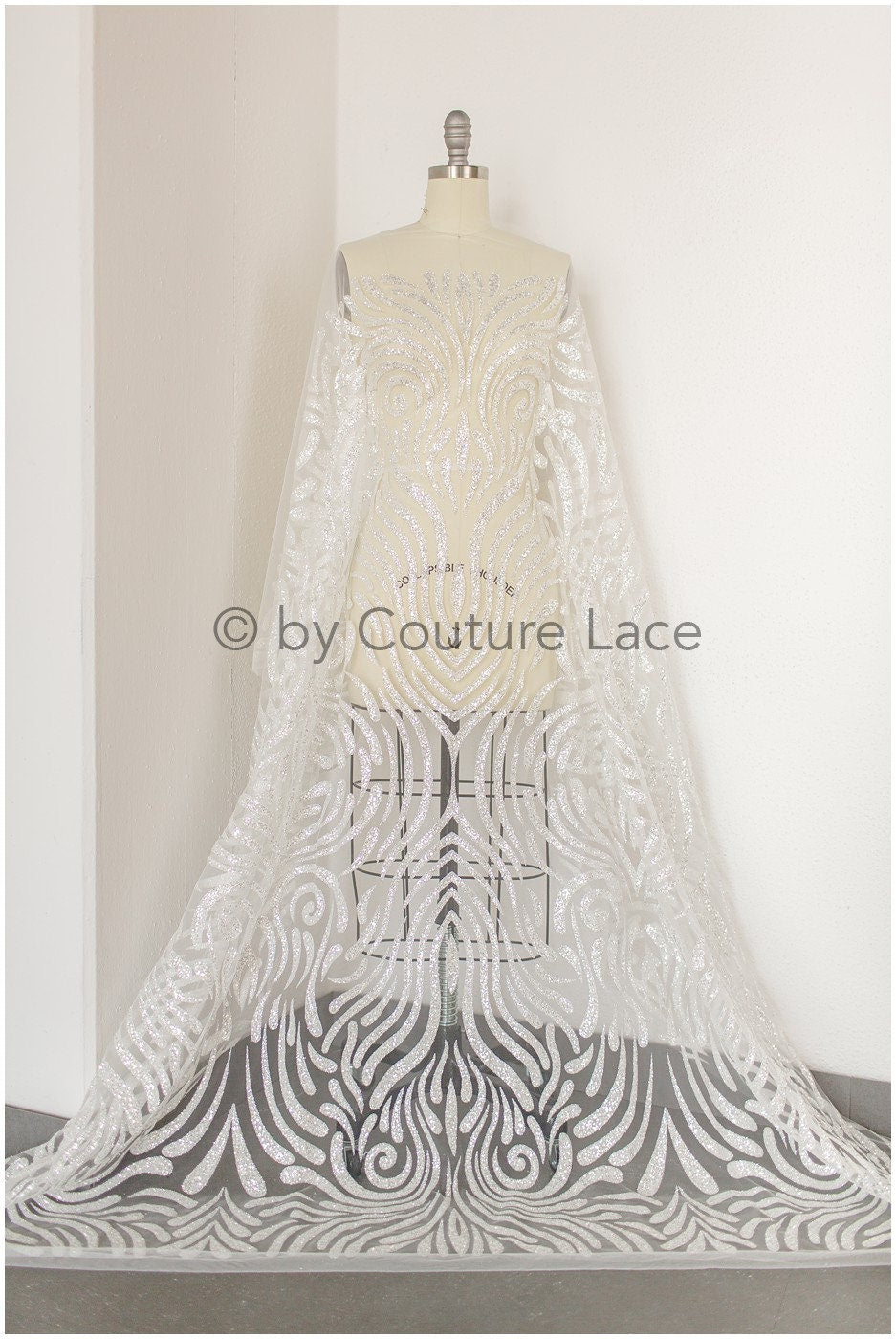 Shiny glitter tulle fabric/ off-white diamond glitter mesh fabric/ bridal dress fabric with glitter/ shiny bridal lace fabric// R-022