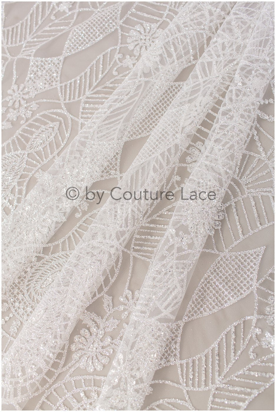 Shiny off-white diamond glitter tulle fabric/ mesh fabric/ wedding dress fabric with glitter/ shiny bridal lace fabric// R-020