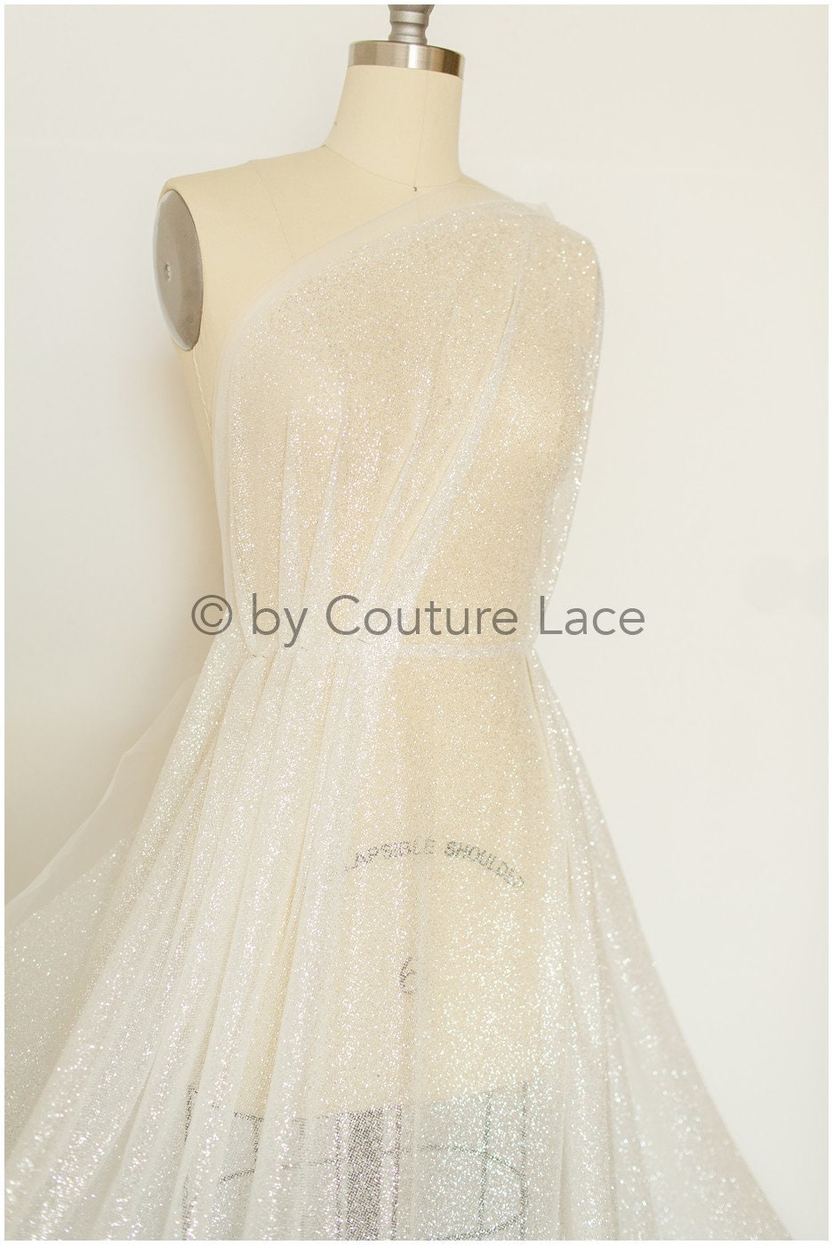 Glitter tulle fabric/ off-white diamond glitter mesh/ shiny bridal lace fabric/ shiny glitter tulle fabric// R-013