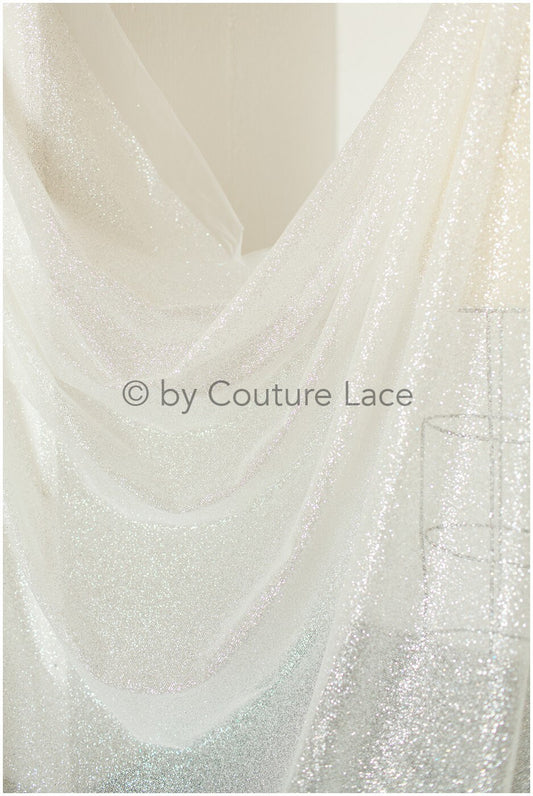 Glitzer Tüll Stoff/ Off-White Diamond Glitzer Mesh/ glänzender Braut Spitzen Stoff/ Glänzender Glitzer Tüll Stoff// R-013