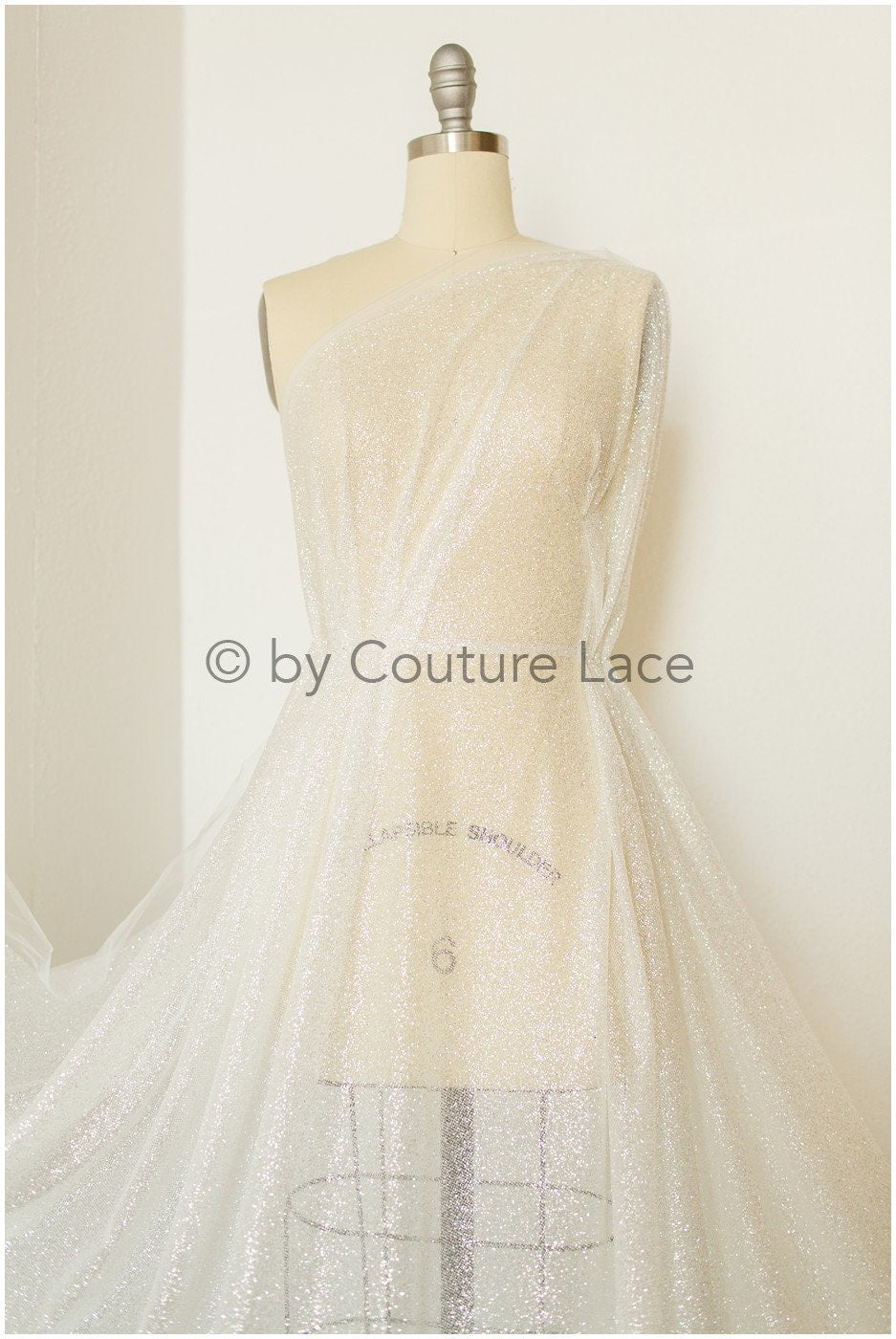 Glitter tulle fabric/ off-white diamond glitter mesh/ shiny bridal lace fabric/ shiny glitter tulle fabric// R-013