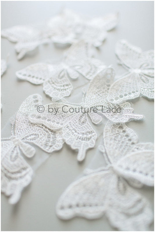 10 pièces. Papillons 3D pour la couture/ papillons 3D/ applique 3D/ robe de mariée/ dentelle nuptiale// A19-172