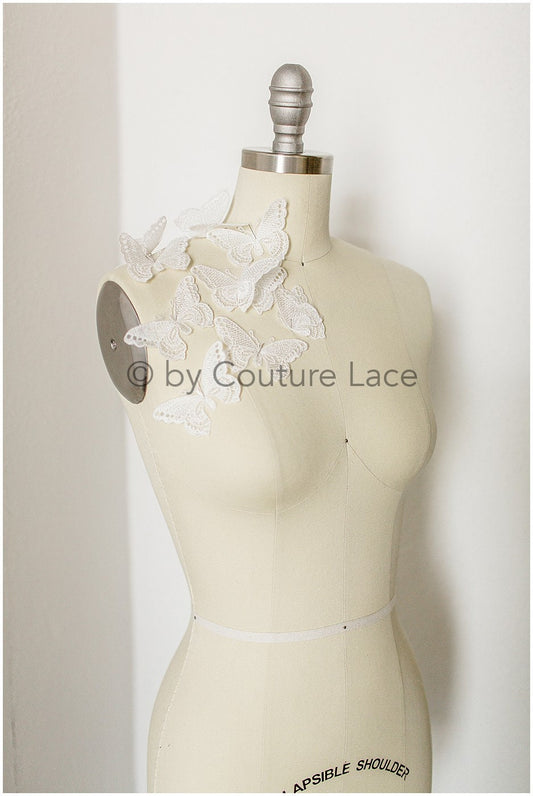 10 pièces. Papillons 3D pour la couture/ applique 3D/ applique en dentelle de robe de mariée/ dentelle nuptiale// A19-173