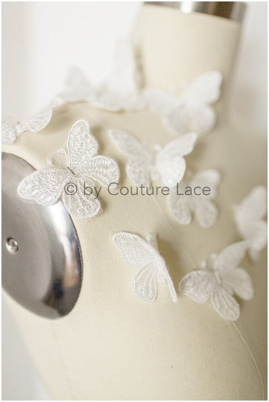 10 pièces. Papillons 3D pour la couture/ applique 3D pour robe de mariée/ dentelle nuptiale// A19-177
