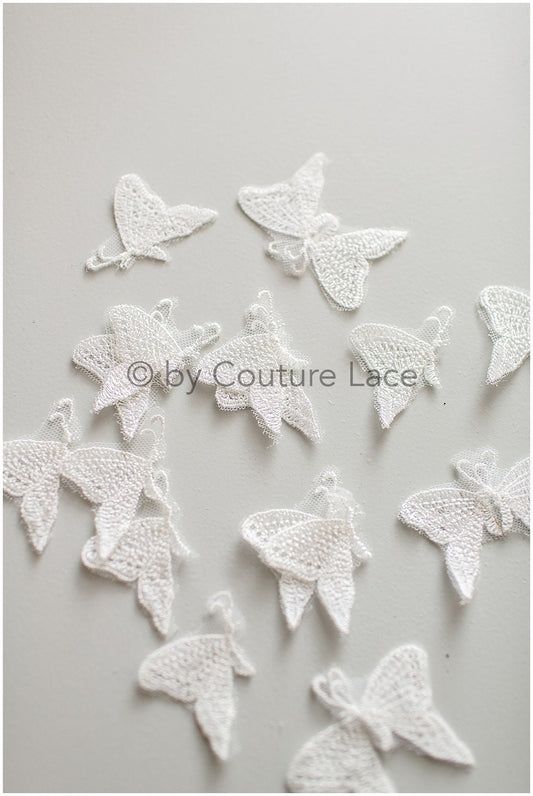 20 morceaux Patch en dentelle papillon/ Papillons 3D pour la couture/ Applique de fleurs 3D/ Papillons 3D pour robe de mariée/ Papillons en dentelle de mariée// A19-179