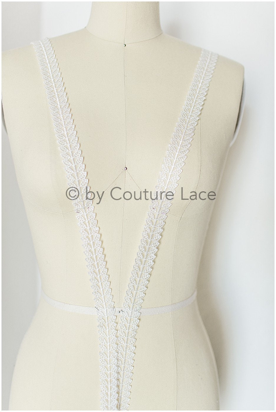 Leaf Bridal Lace Trim/ Boho Lace Trim Off-White/ Bridal Veil Lace Trim/ Lace Veil/ Lace Embroidery// T19-073RY