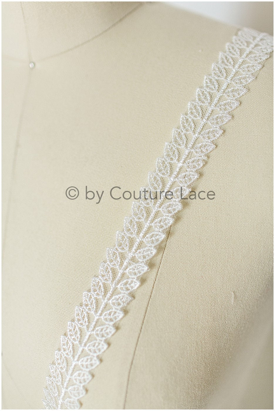 Leaf Bridal Lace Trim/ Boho Lace Trim Off-White/ Bridal Veil Lace Trim/ Lace Veil/ Lace Embroidery// T19-073RY