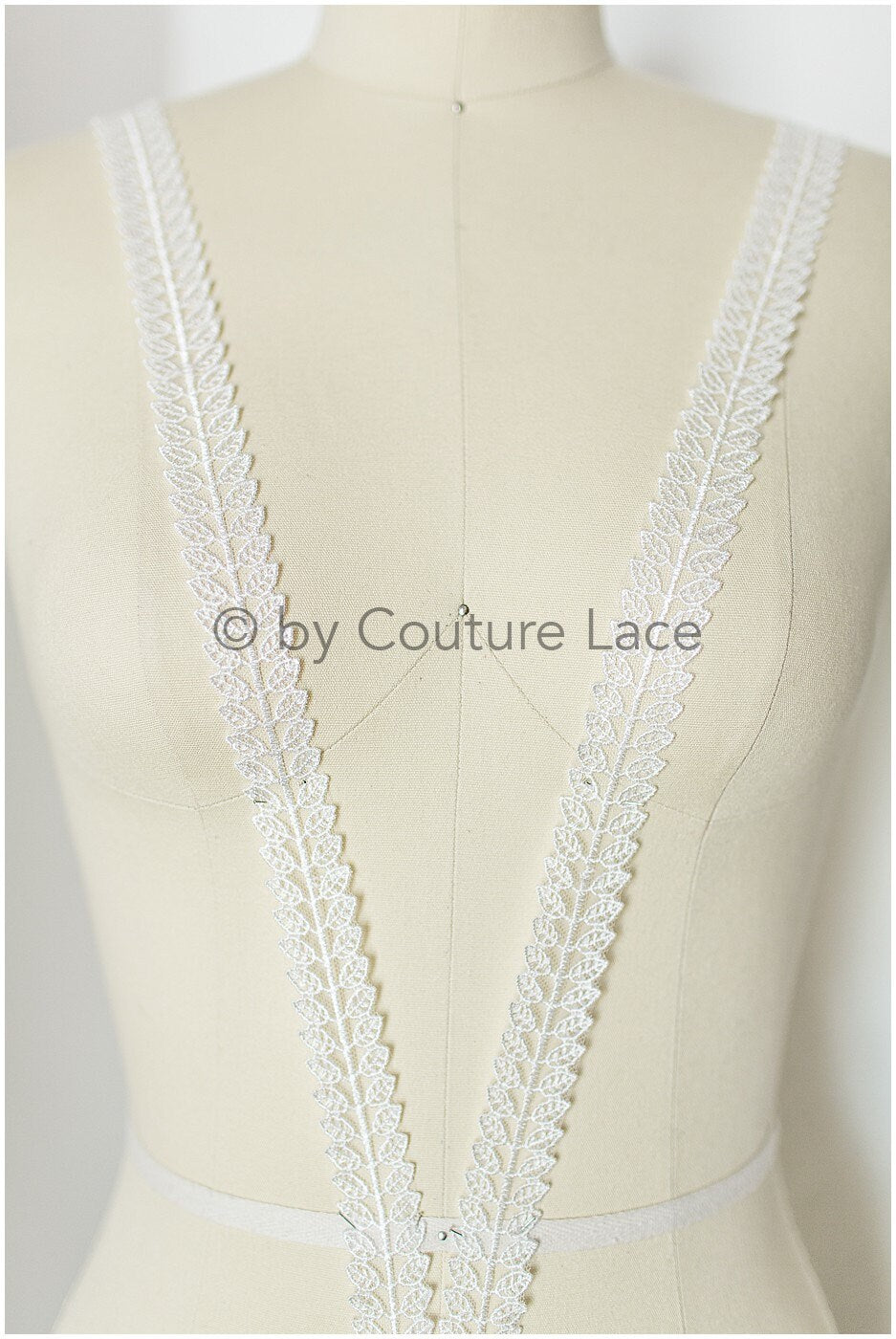 Leaf Bridal Lace Trim/ Boho Lace Trim Off-White/ Bridal Veil Lace Trim/ Lace Veil/ Lace Embroidery// T19-073RY
