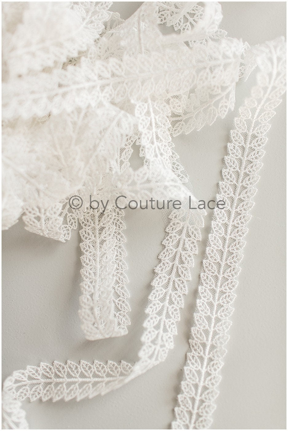 Leaf Bridal Lace Trim/ Boho Lace Trim Off-White/ Bridal Veil Lace Trim/ Lace Veil/ Lace Embroidery// T19-073RY
