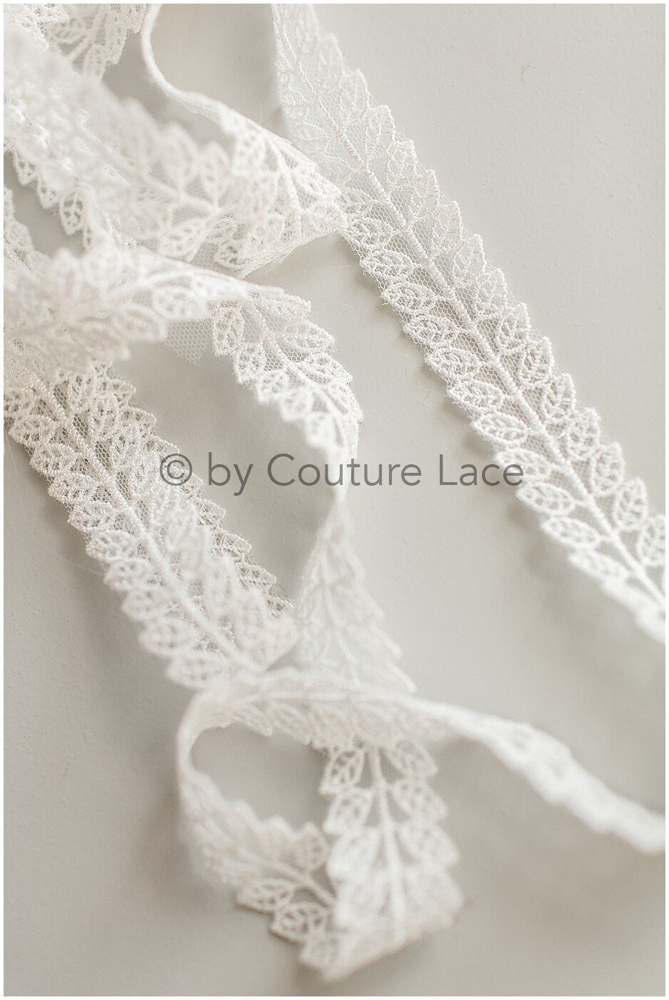 Leaf Bridal Lace Trim/ Boho Lace Trim Off-White/ Bridal Veil Lace Trim/ Lace Veil/ Lace Embroidery// T19-073RY