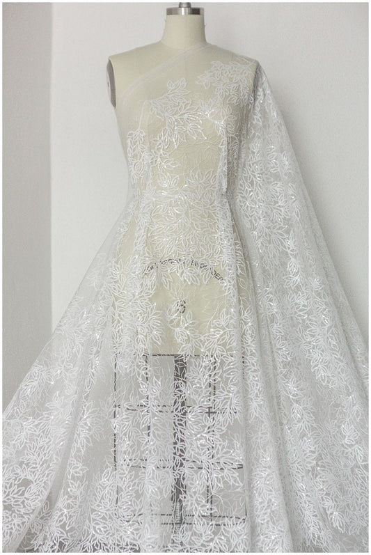 Pailletten Spitzenstoff, gefrorene Spitze, Brautspitze Stoff, Brautkleid Spitze, Couture Spitzenstoff, Spitzenkleid, Boho Braut Spitze// L17-163