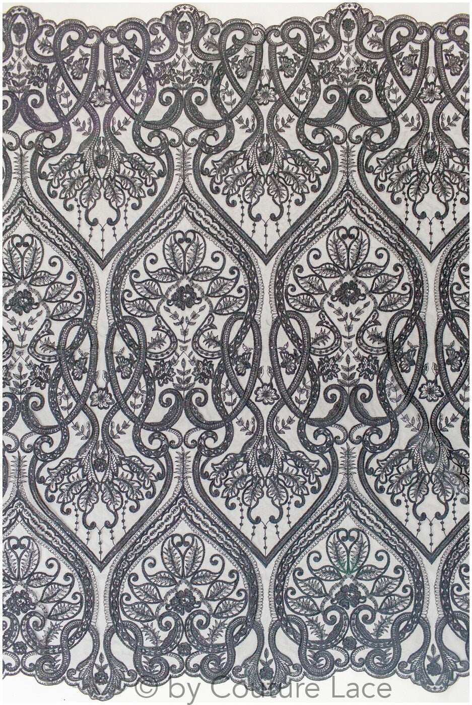 Blumenspitze / Abendkleid Spitzenmaterial / schwarze Spitze / florale schwarze Hochzeit Spitze / Couture Spitze / / L19-216