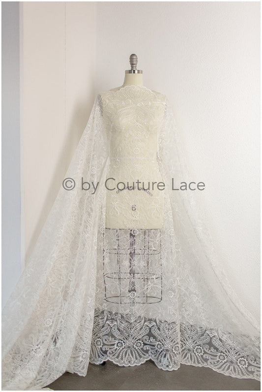 Encaje nupcial en color marfil / encaje de novia suave y delicado / encaje moderno bordado para vestidos de novia / L19-239