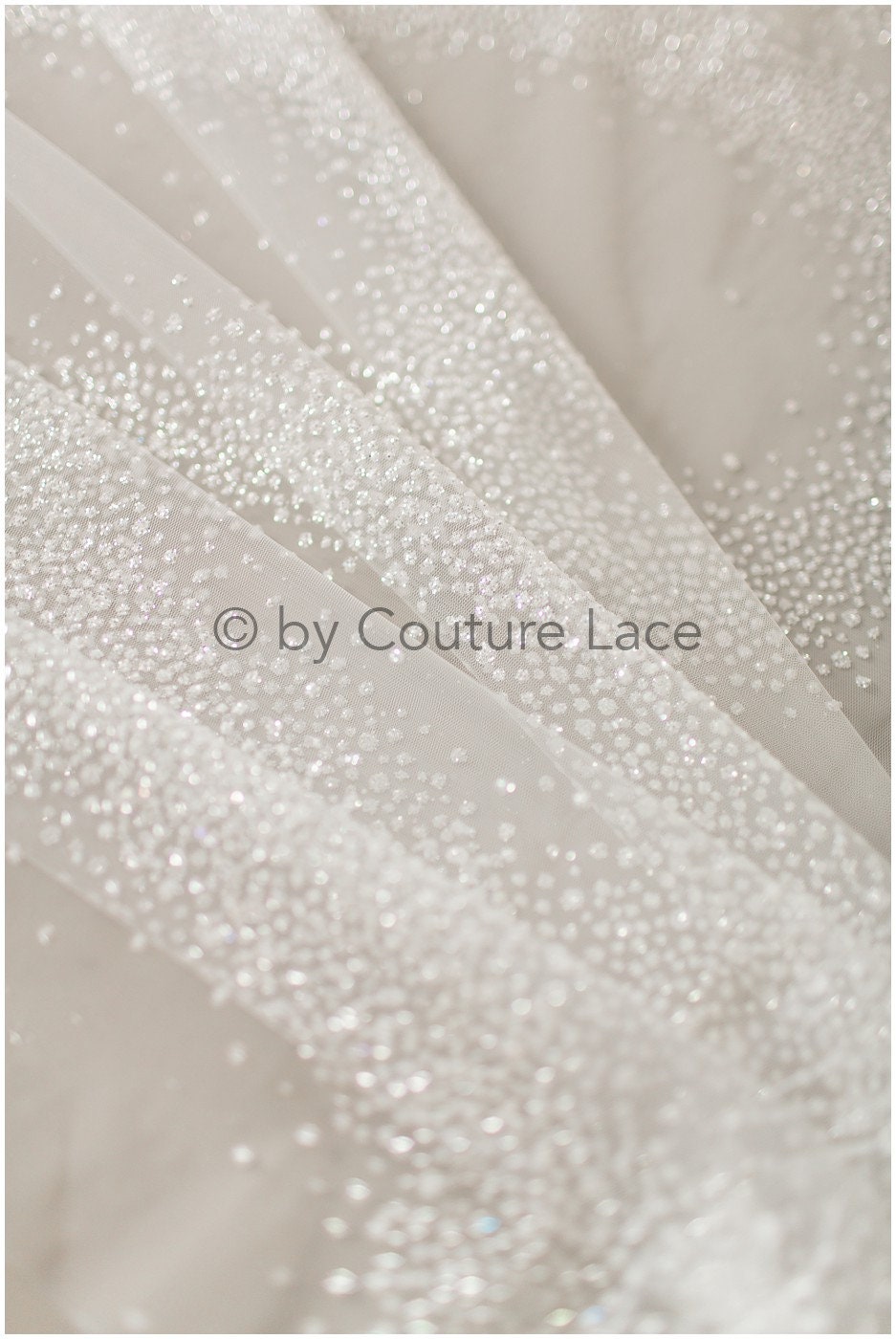 Soft & high quality glitter tulle fabric with dots & stardust// Off-white diamond glitter tulle for wedding dress veil// R-023