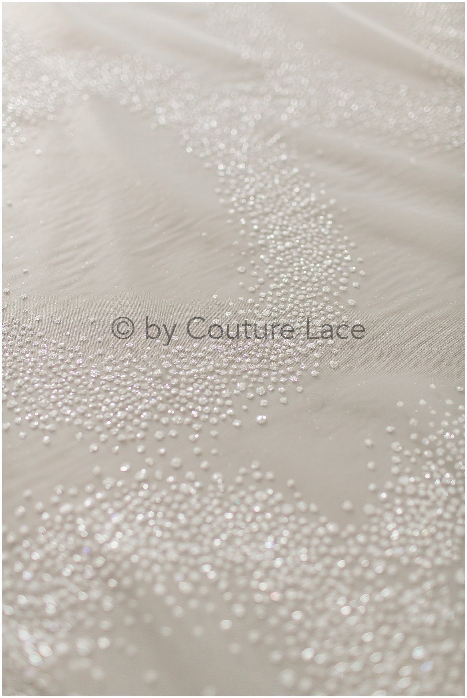 Soft & high quality glitter tulle fabric with dots & stardust// Off-white diamond glitter tulle for wedding dress veil// R-023