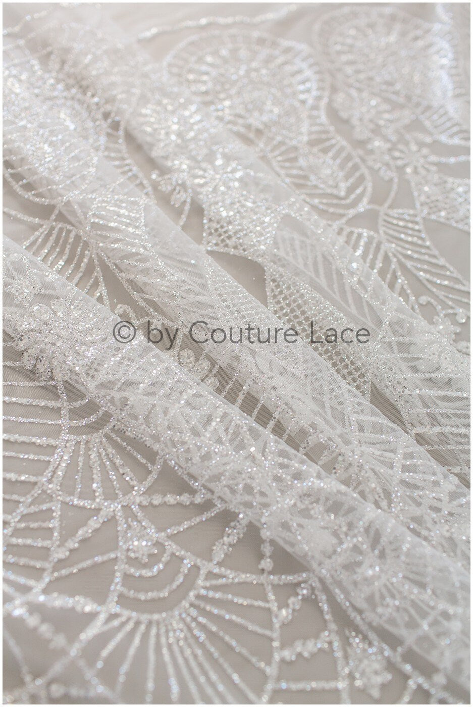 Shiny off-white diamond glitter tulle fabric/ mesh fabric/ wedding dress fabric with glitter/ shiny bridal lace fabric// R-020