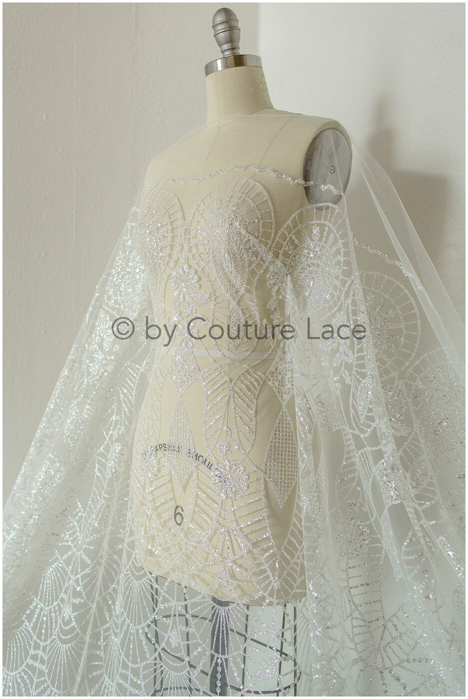 Shiny off-white diamond glitter tulle fabric/ mesh fabric/ wedding dress fabric with glitter/ shiny bridal lace fabric// R-020