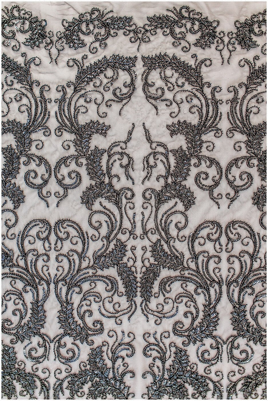 Schwarzer Perlen Spitzenstoff/ Couture Spitzenstoff/ schwarze Braut Spitze Stoff/ Perlen Perlen Spitze/ schwarzes Abendkleid Spitzenstoff// L19-251