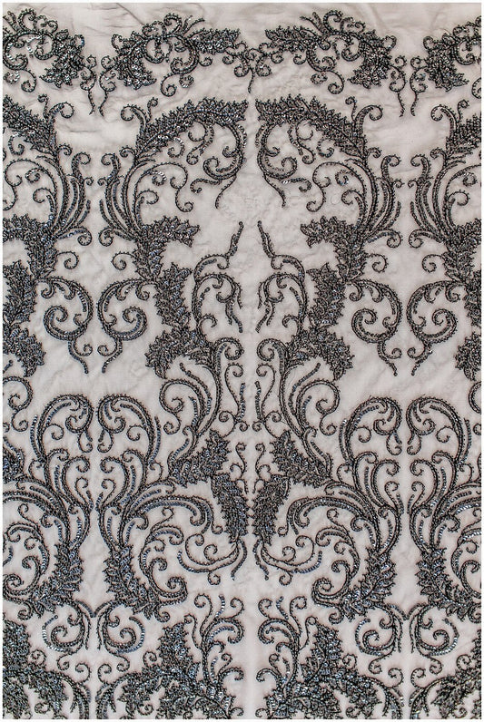 Schwarzer Perlen Spitzenstoff/ Couture Spitzenstoff/ schwarze Braut Spitze Stoff/ Perlen Perlen Spitze/ schwarzes Abendkleid Spitzenstoff// L19-251