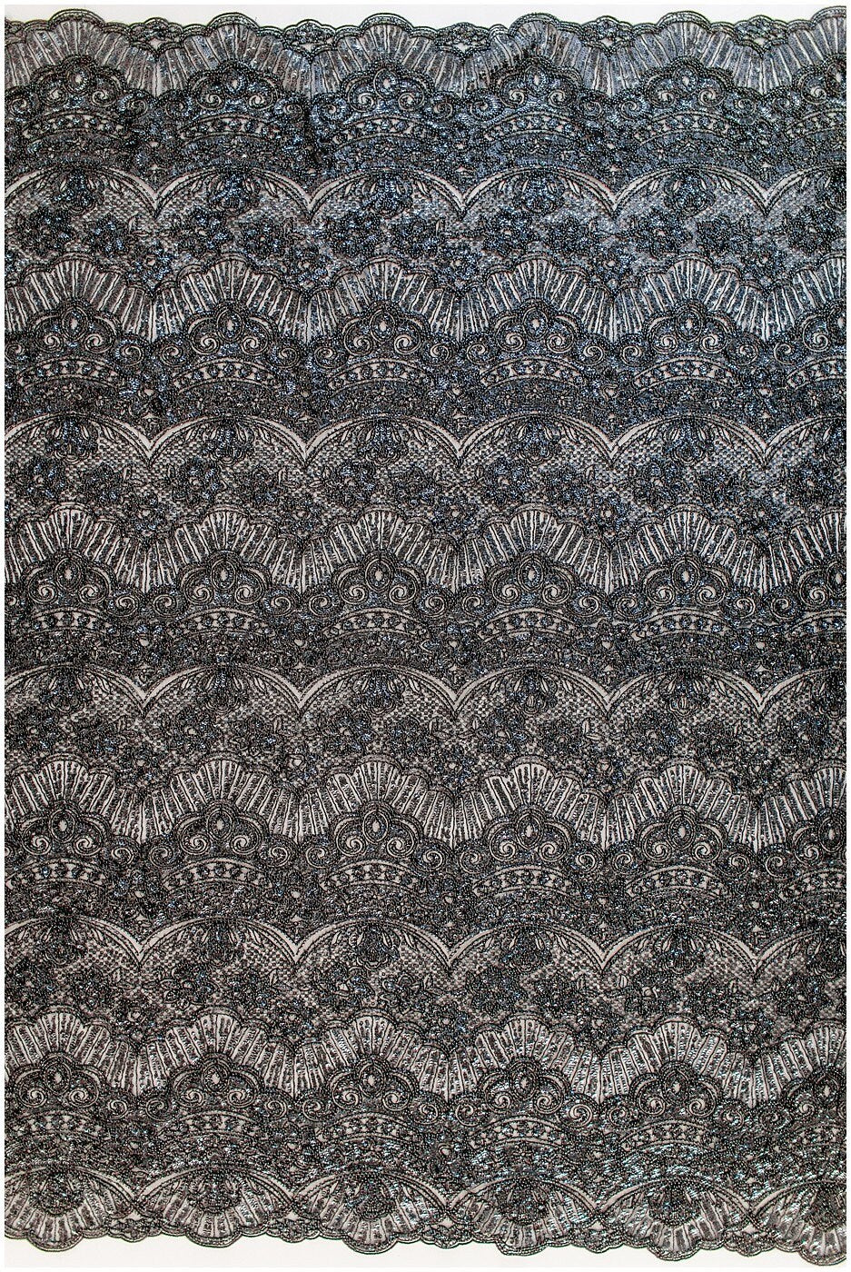 Schwarzer Perlen Spitzenstoff/ Couture Spitzenstoff/ schwarze Brautspitze/ Perlen Perlen Spitze/ schwarze Abendkleider Spitze // L19-252