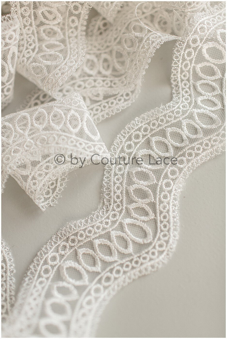 Wave lace trim/ Geometric boho lace trim/ Off-white embroidered lace trim/ Boho bridal lace// T19-074