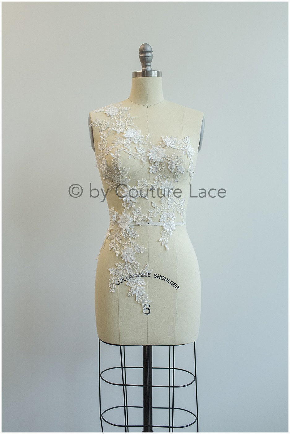 A19-180 Paar - 3D Spitzen Applikation, Baumwoll 3D Spitzen Aufnäher, Spitze Blumenplatten, Brautkleid Applikation, Hochzeitskleid Spitze Blume 3D