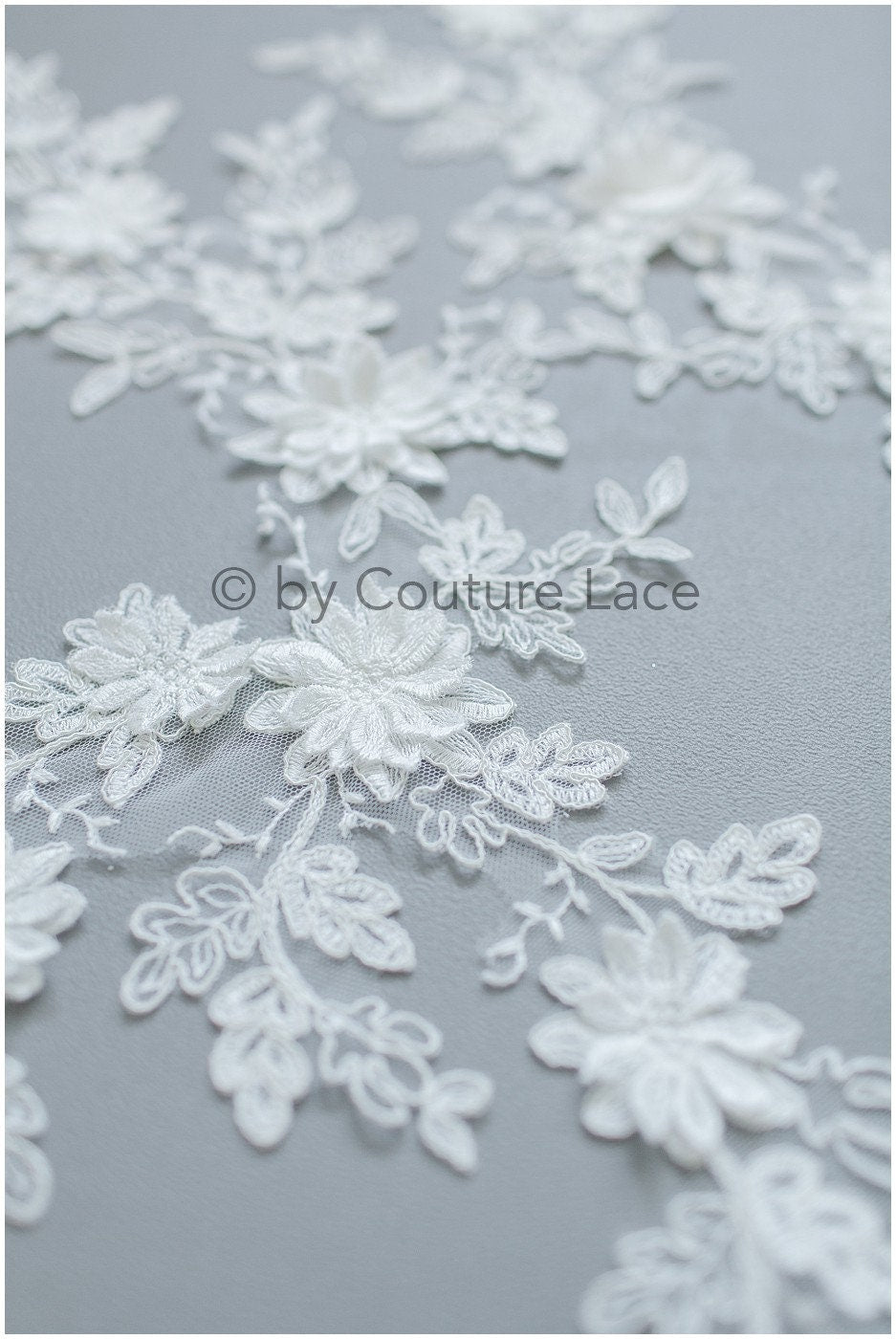 A19-180 Paar - 3D Spitzen Applikation, Baumwoll 3D Spitzen Aufnäher, Spitze Blumenplatten, Brautkleid Applikation, Hochzeitskleid Spitze Blume 3D