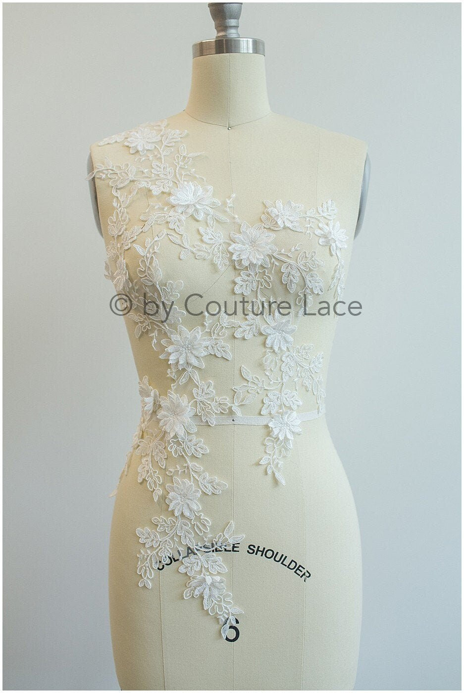 A19-180 Paar - 3D Spitzen Applikation, Baumwoll 3D Spitzen Aufnäher, Spitze Blumenplatten, Brautkleid Applikation, Hochzeitskleid Spitze Blume 3D