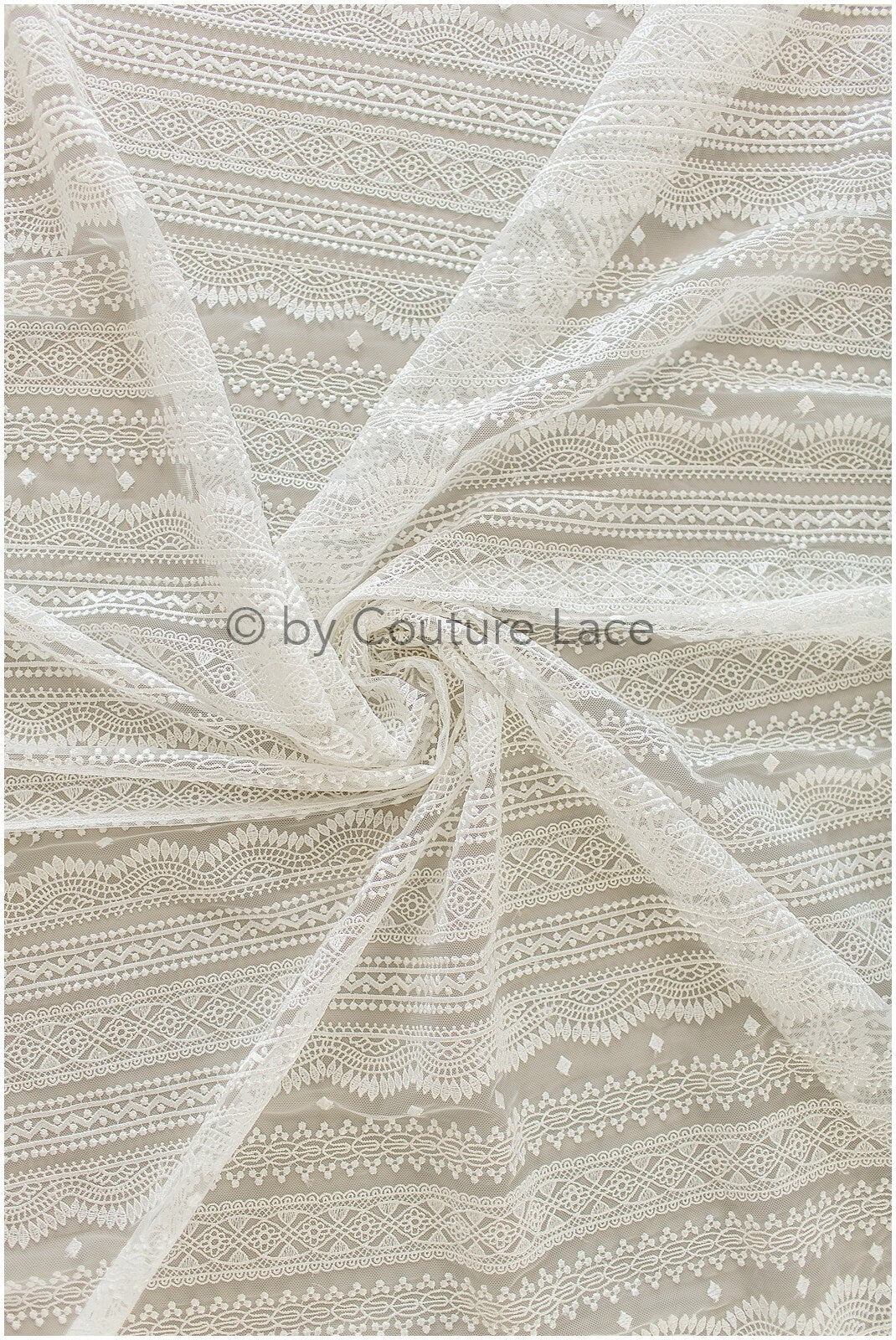 Boho wedding dress lace off-white/ bridal lace fabric/ couture lace/ boho lace// L19-255CO