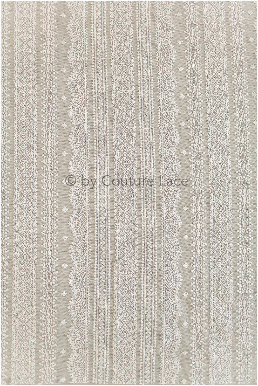 French lace off-white/ bridal lace fabric/ modern stripe patterned lace/ boho wedding dress lace// L19-255RY