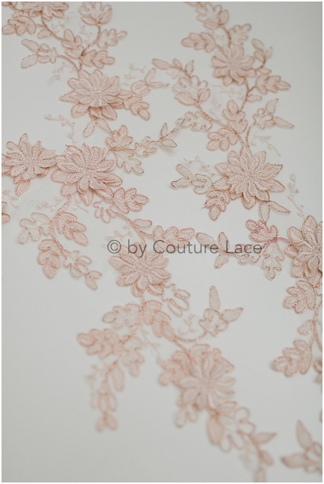 PAAR- 3D BlumenSpitze Applikation, Pfirsich Rosé 3D Spitzen Aufnäher, Spitze Blumenplatten, roségoldene Spitze Applikation, Hochzeitskleid Spitze Blume 3D// A19-182