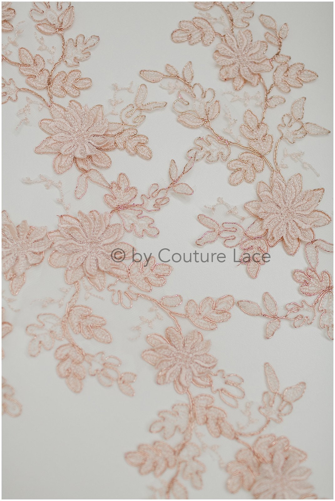 PAAR- 3D BlumenSpitze Applikation, Pfirsich Rosé 3D Spitzen Aufnäher, Spitze Blumenplatten, roségoldene Spitze Applikation, Hochzeitskleid Spitze Blume 3D// A19-182