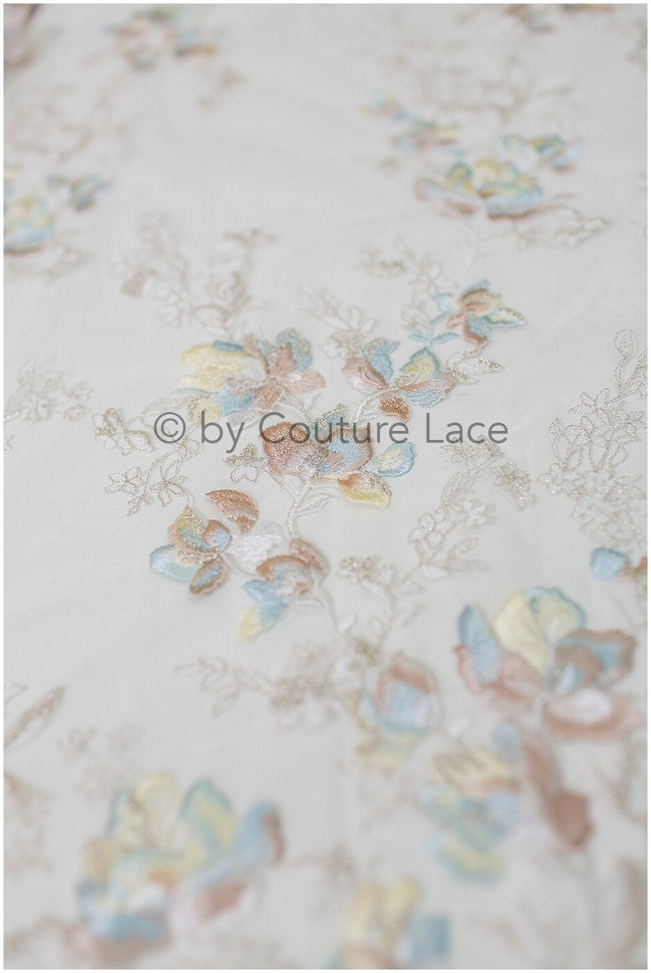 Farbiger Blumen Spitzenstoff/ romantische Pastell Spitze/ Abendkleid Spitze/ Blumen Spitzenstoff/ bestickte Farbe Hochzeitsstoff// L19-257