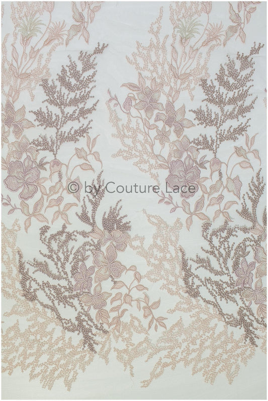 4-farbiger floraler Spitzenstoff/ romantische Pfirsich Spitze für Abendkleid/ Blumen Spitzenstoff/ bestickter Farbstoff// L19-261