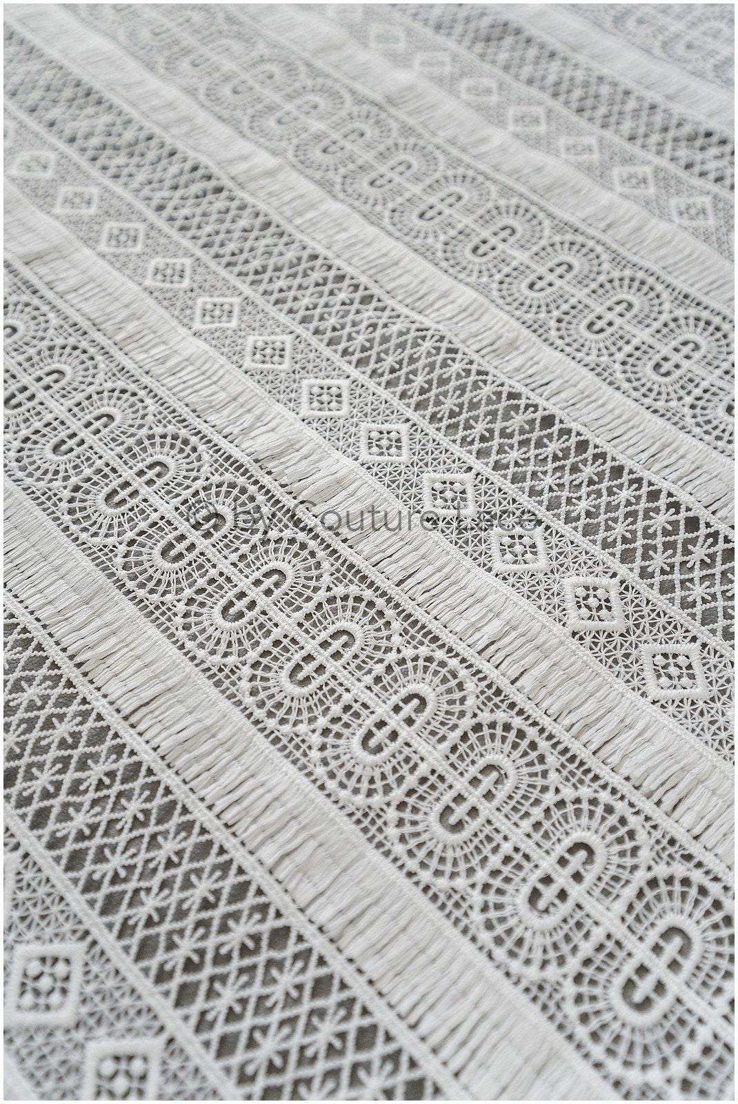 Crochet lace fabric off-white/ Boho bridal lace/ Guipure wedding dress lace// L19-289