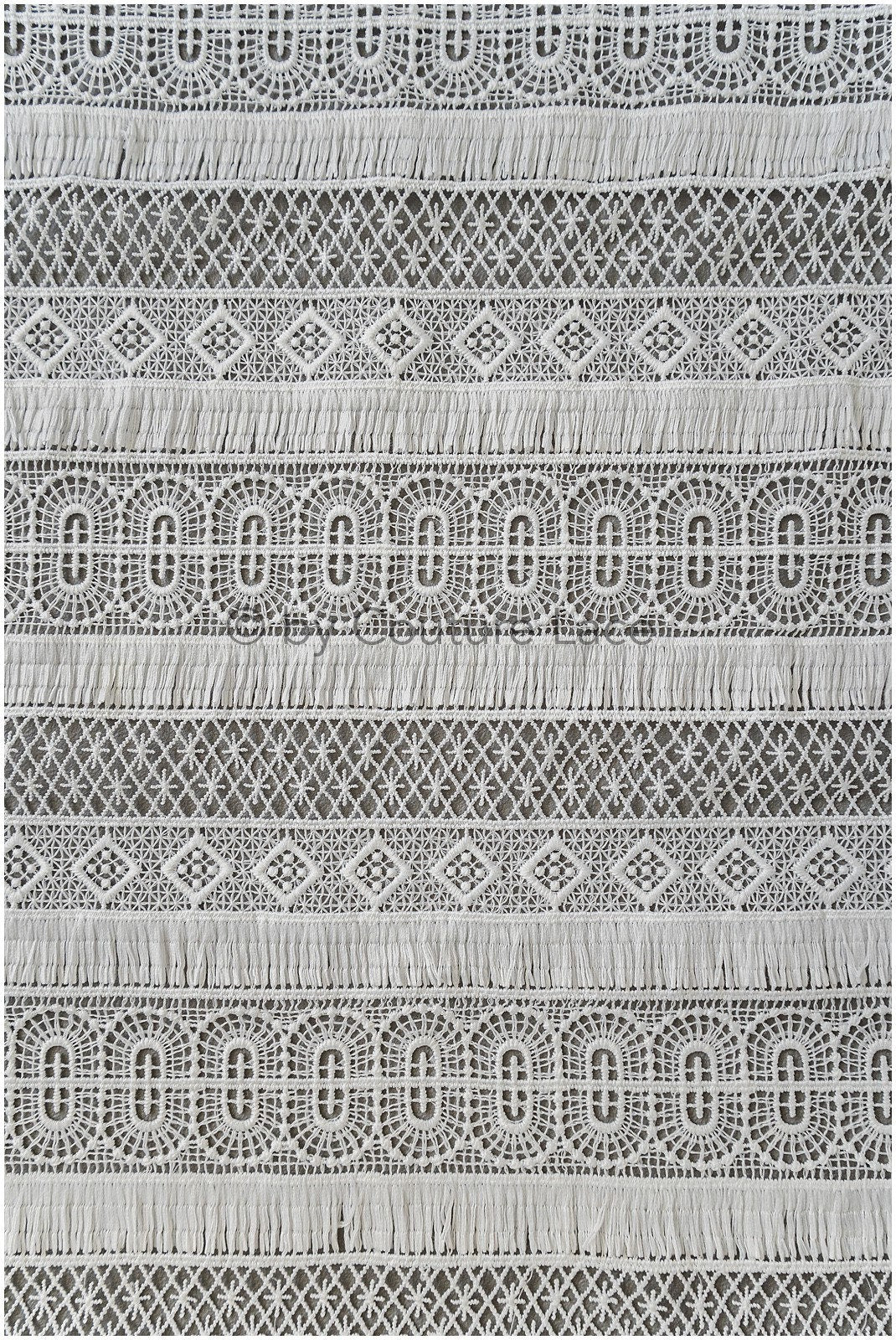 Crochet lace fabric off-white/ Boho bridal lace/ Guipure wedding dress lace// L19-289