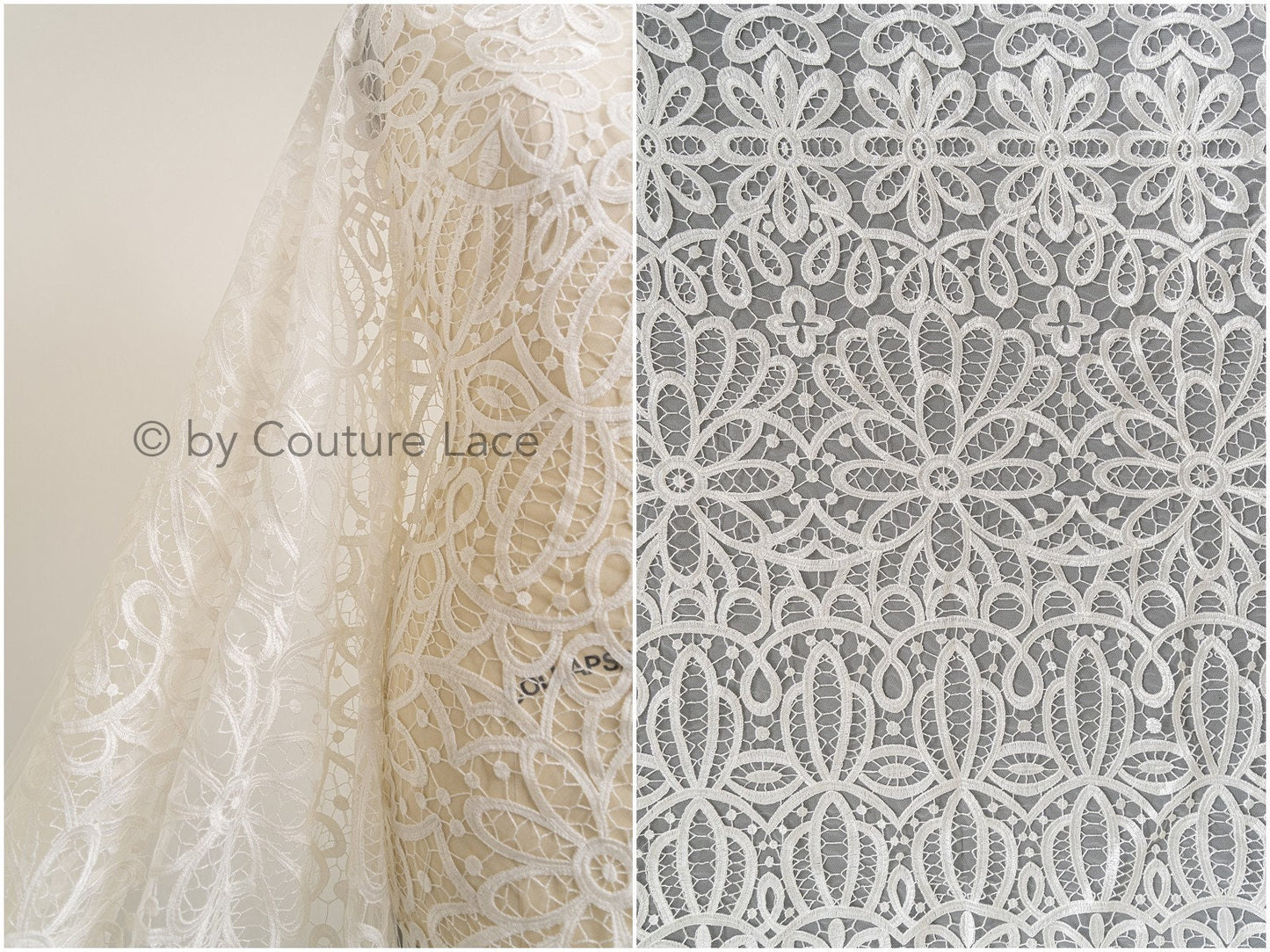 Boho lace fabric for wedding dress/ lace fabric off-white/ Boho wedding dress lace// L19-294