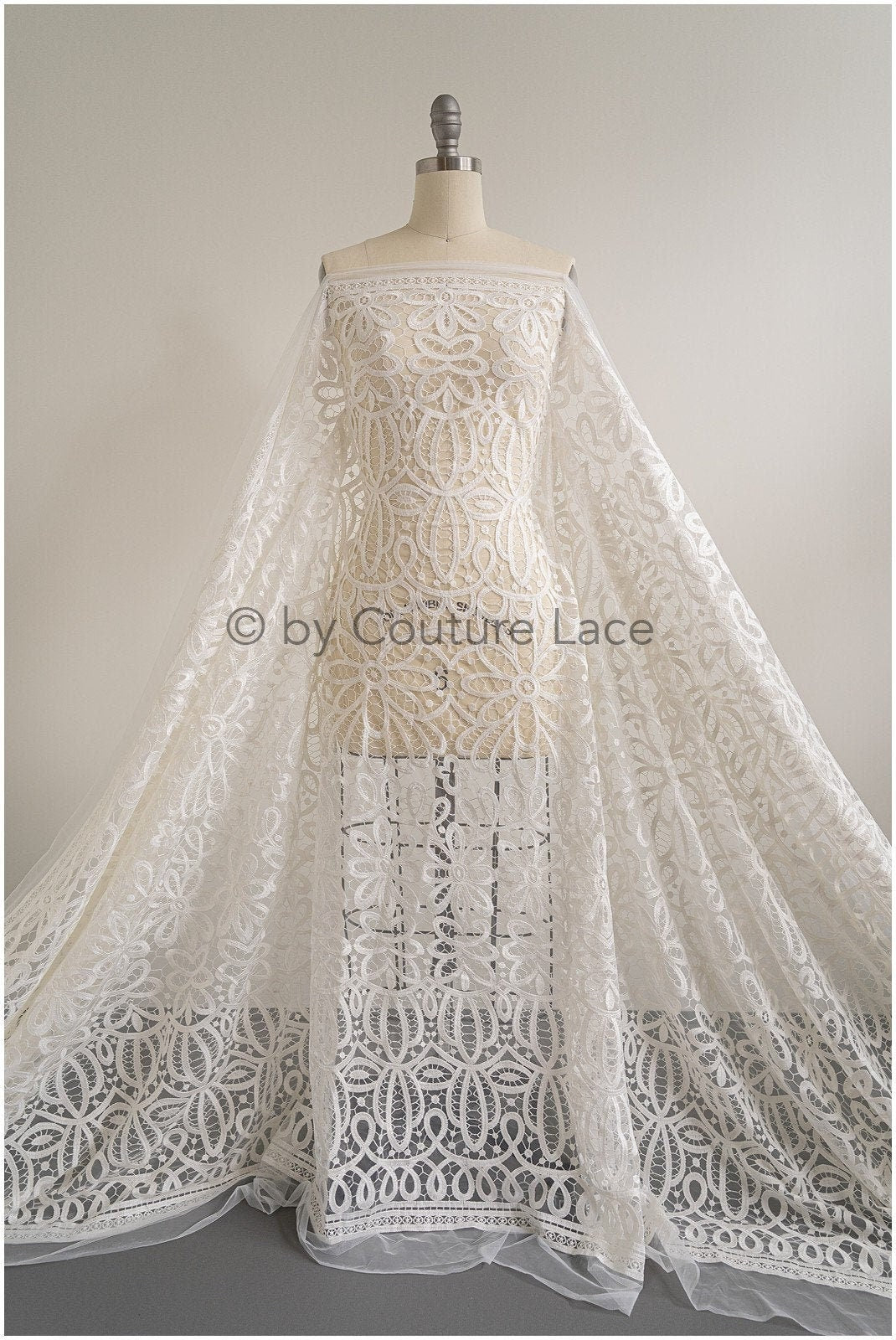 Boho lace fabric for wedding dress/ lace fabric off-white/ Boho wedding dress lace// L19-294