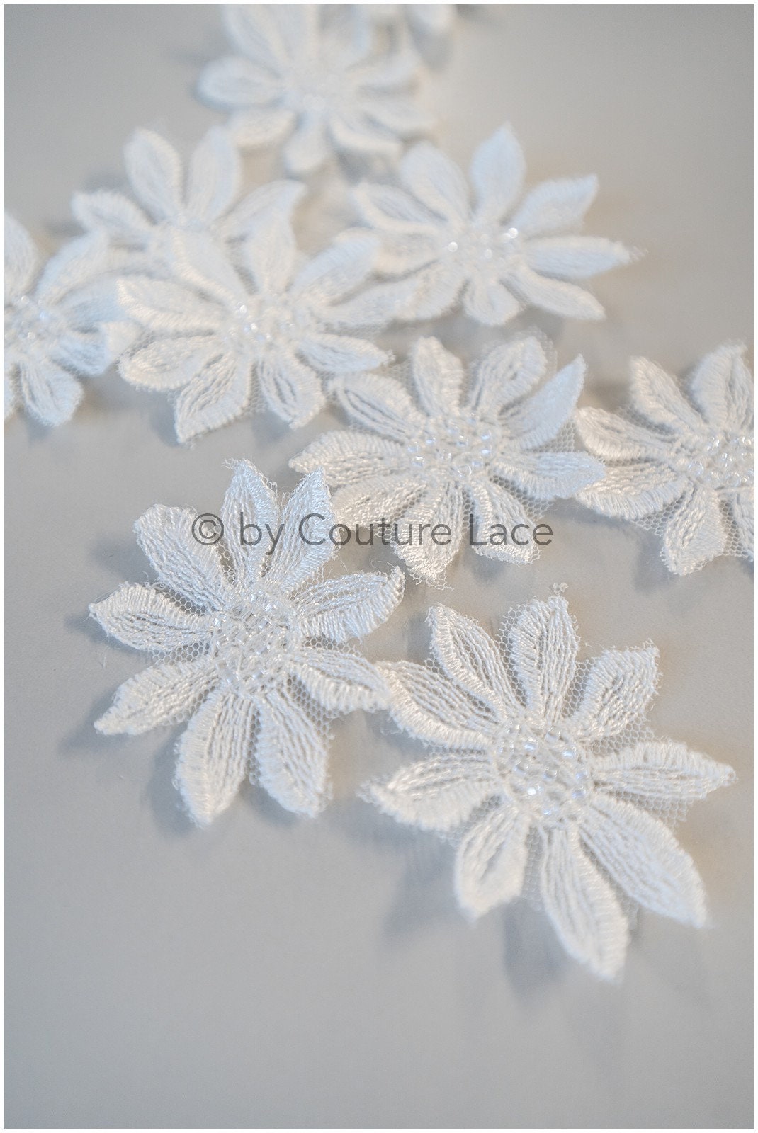 10pcs. 3D flower lace with pearls/ 3D flower patch/ lace applique/ wedding dress lace applique/ bridal 3D applique// A19-104/1