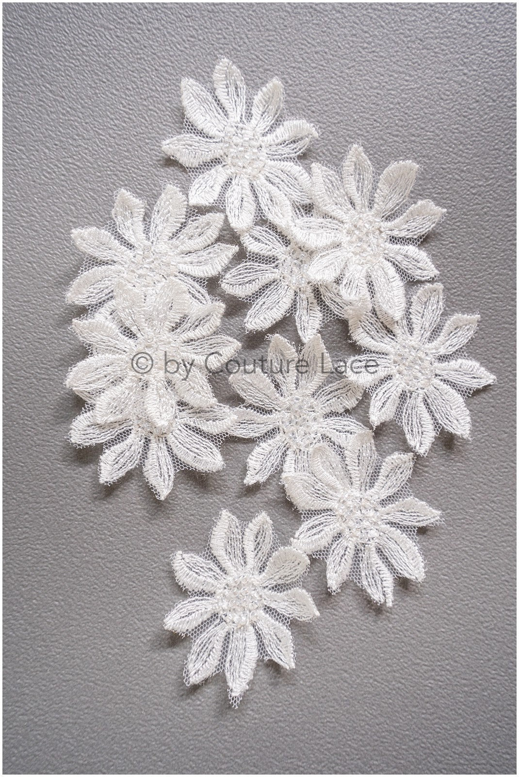 10pcs. 3D flower lace with pearls/ 3D flower patch/ lace applique/ wedding dress lace applique/ bridal 3D applique// A19-104/1