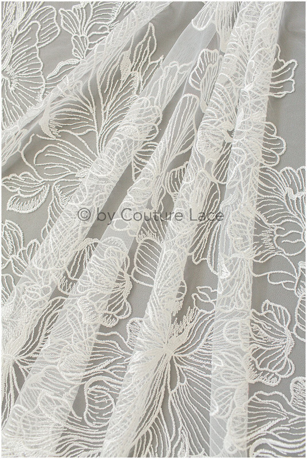 Blumen Braut Spitze Off-White/ Brautspitze mit Blumen/ Blumen Hochzeit Spitze/ Couture Spitze// L19-281