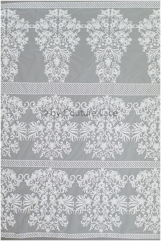Ornement Dentelle Off-White/ Français tissu de dentelle/ tissu de dentelle de mariée brodé// L19-271