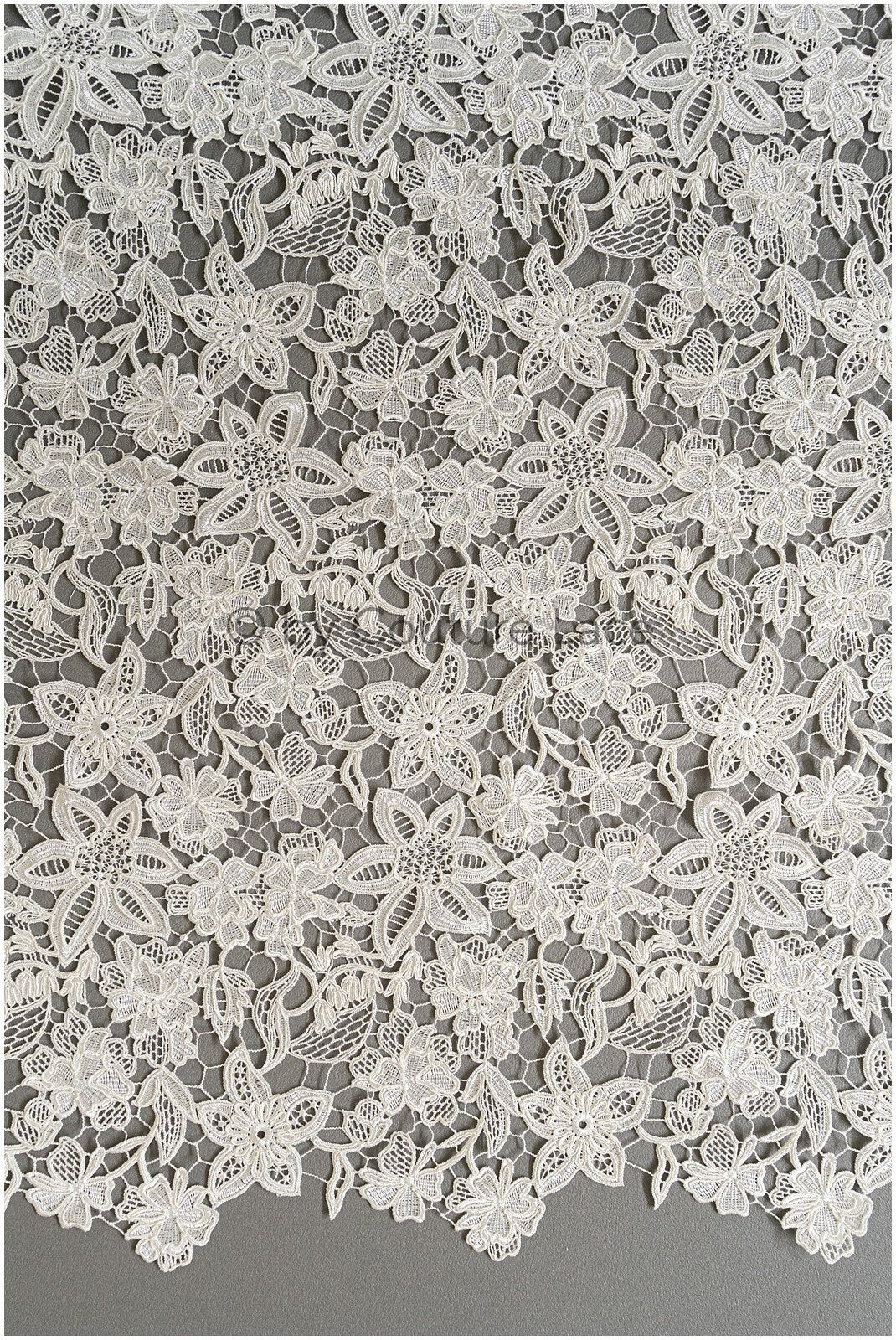 Crochet lace fabric off-white/ floral guipure lace fabric/ French bridal lace/ bridal crochet fabric/ vintage bridal lace/ Alencon lace// L19-295
