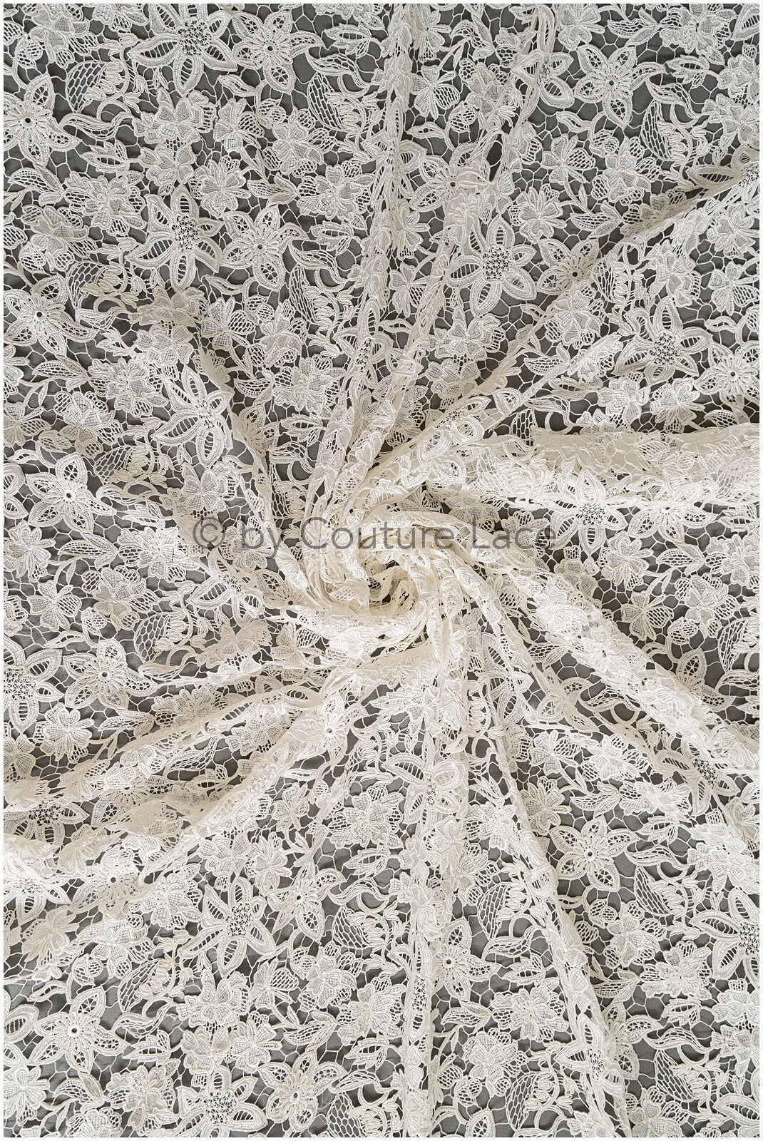Crochet lace fabric off-white/ floral guipure lace fabric/ French bridal lace/ bridal crochet fabric/ vintage bridal lace/ Alencon lace// L19-295