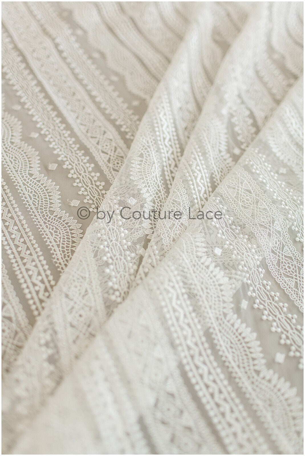 Boho wedding dress lace off-white/ bridal lace fabric/ couture lace/ boho lace// L19-255CO