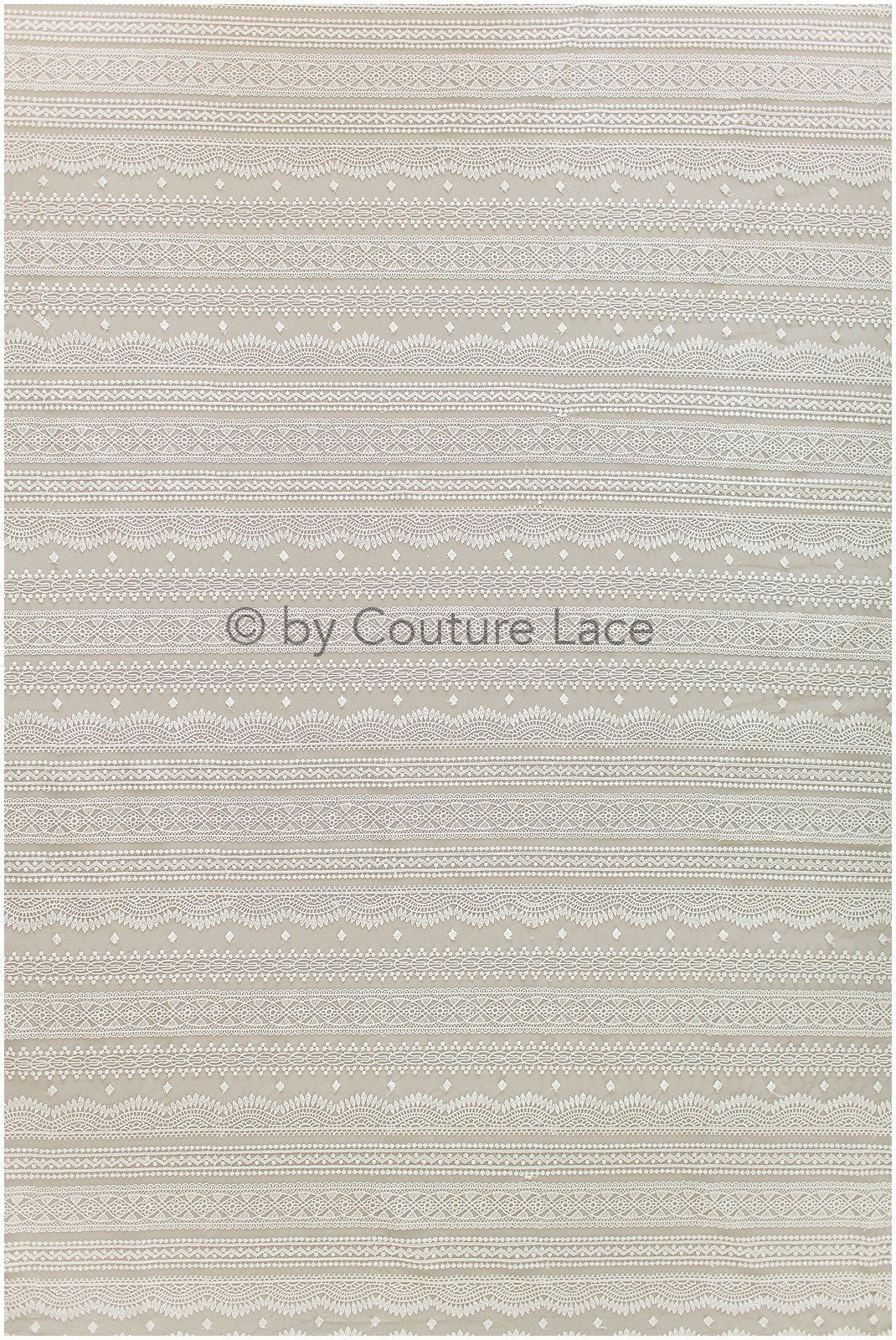 French lace off-white/ bridal lace fabric/ modern stripe patterned lace/ boho wedding dress lace// L19-255RY
