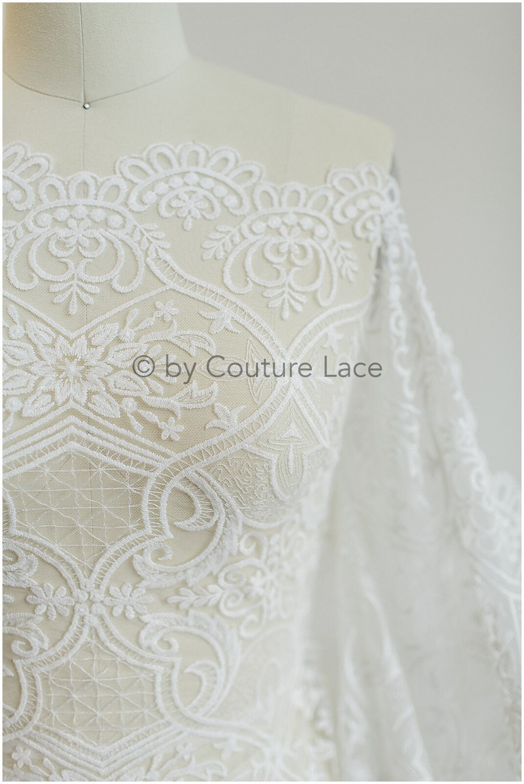 Baumwolle Artdeco Hochzeitskleid Spitze/ Braut Spitzenstoff Off-White/ französischer Spitzenstoff// L19-272