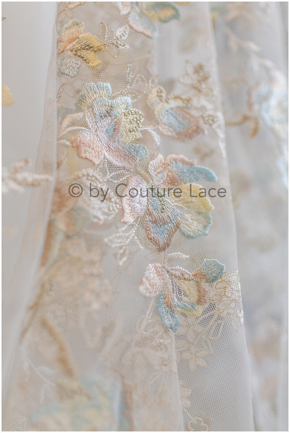 Farbiger Blumen Spitzenstoff/ romantische Pastell Spitze/ Abendkleid Spitze/ Blumen Spitzenstoff/ bestickte Farbe Hochzeitsstoff// L19-257