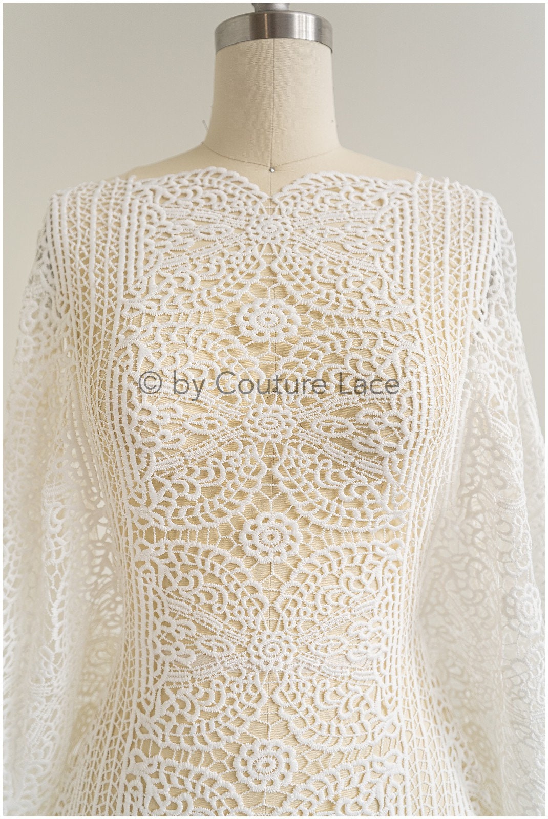 Häkelspitze Stoff Off-White/ Boho Muster Brautspitze/ Guipure Brautkleid Spitze// L19-291